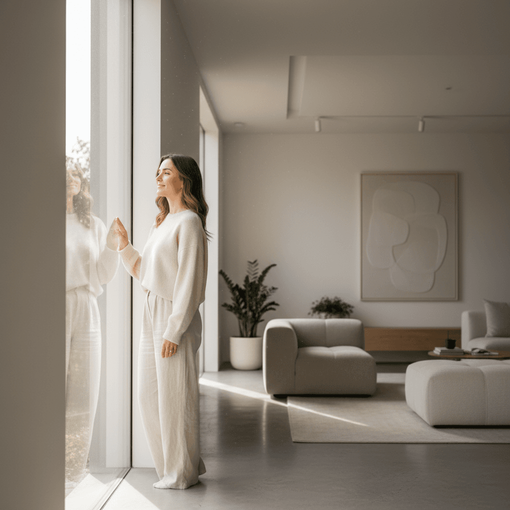 Woman in moment of mindful reflection